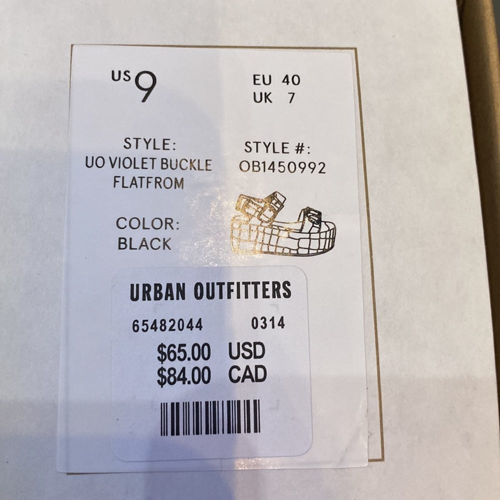 NEW Urban Outfitters UO Violet Buckle Black Flatform Platform Sandals 9 - Picture 7 of 7